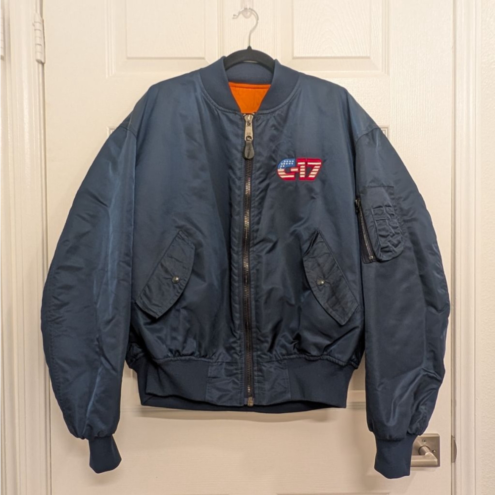 Vintage Boeing C-17 Globemaster III MA-1 Flight Bomber Jacket Game Sportswear XL
